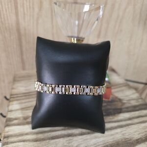 Triple Tone Gold Plated Bracelet | 3 Tone Gold Link Bracelet | Elegant